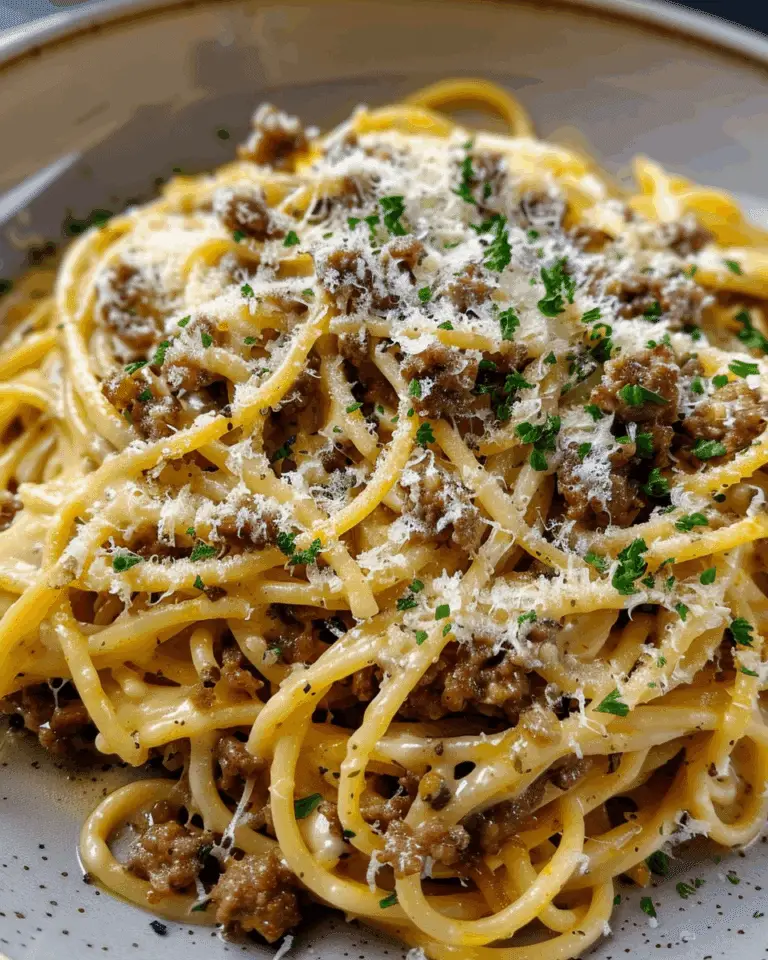 Creamy Garlic Butter Spaghetti with Parmesan Beef