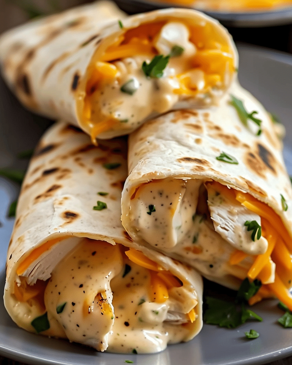 Cheesy Garlic Chicken Wraps