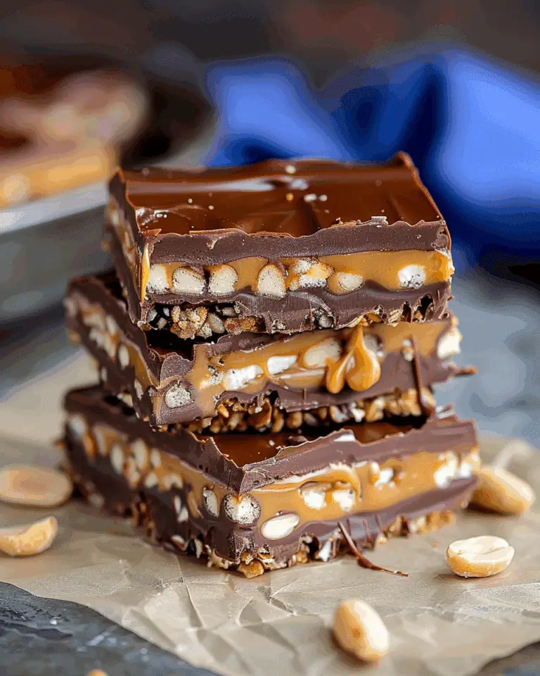 No Bake Crispy Snickers Bars