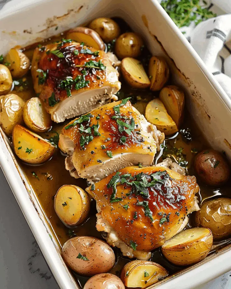 Oven-Roasted Garlic Herb Chicken with Glazed Baby Potatoes