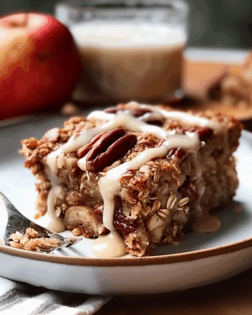 Oatmeal Apple Breakfast Bake with Cinnamon and Pecans