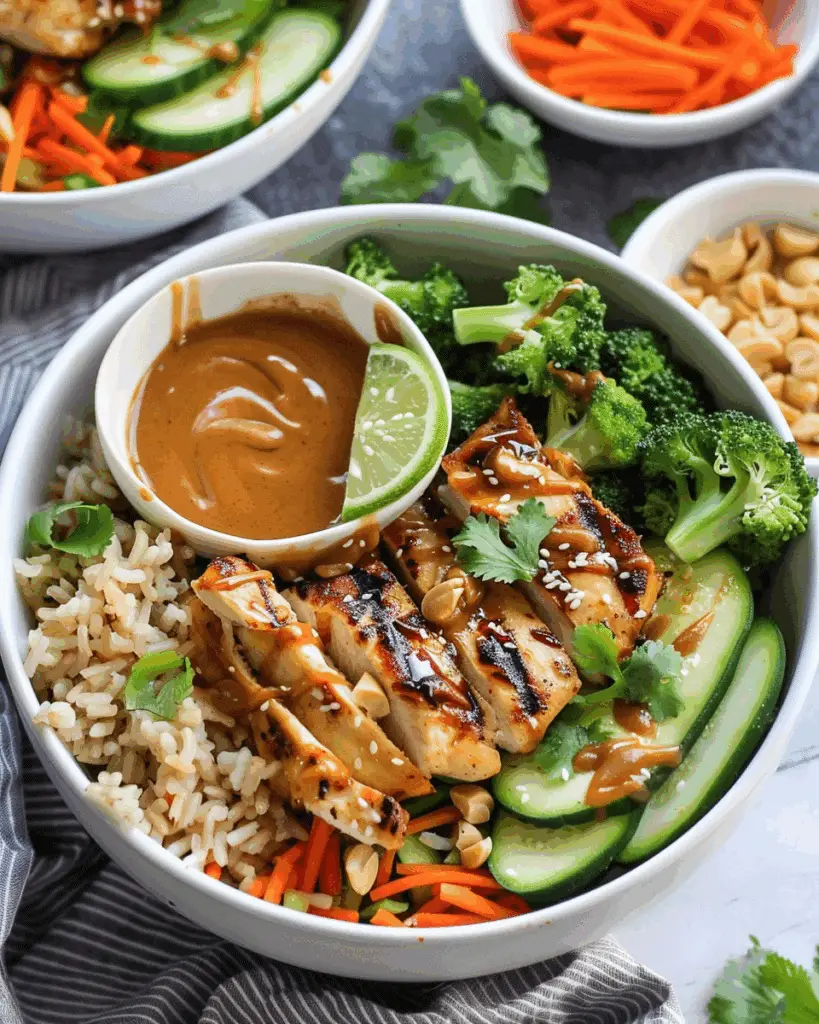 Thai Chicken Bowls with Peanut Sauce