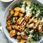 Spicy Potato Kale Bowls with Mustard Tahini Dressing
