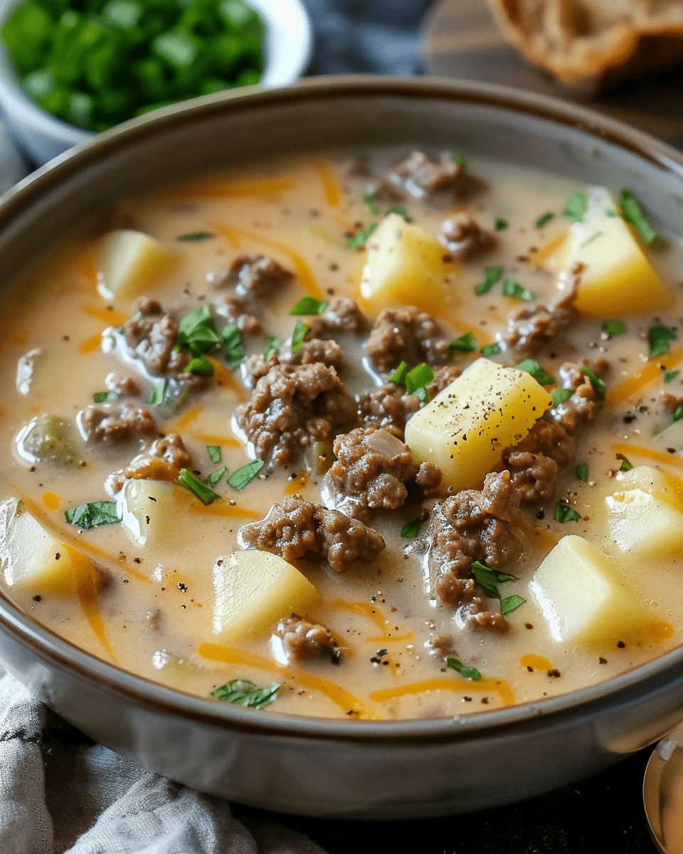 Cheesy Hamburger Potato Soup