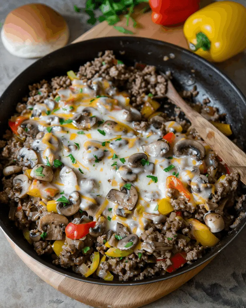 Macro-Friendly Ground Beef Philly Skillet