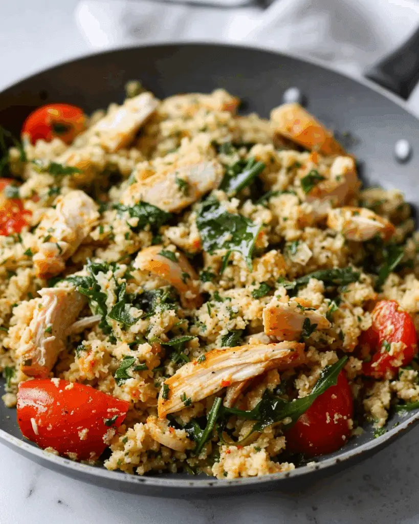 15-Minute Pesto Chicken Cauliflower Rice Recipe