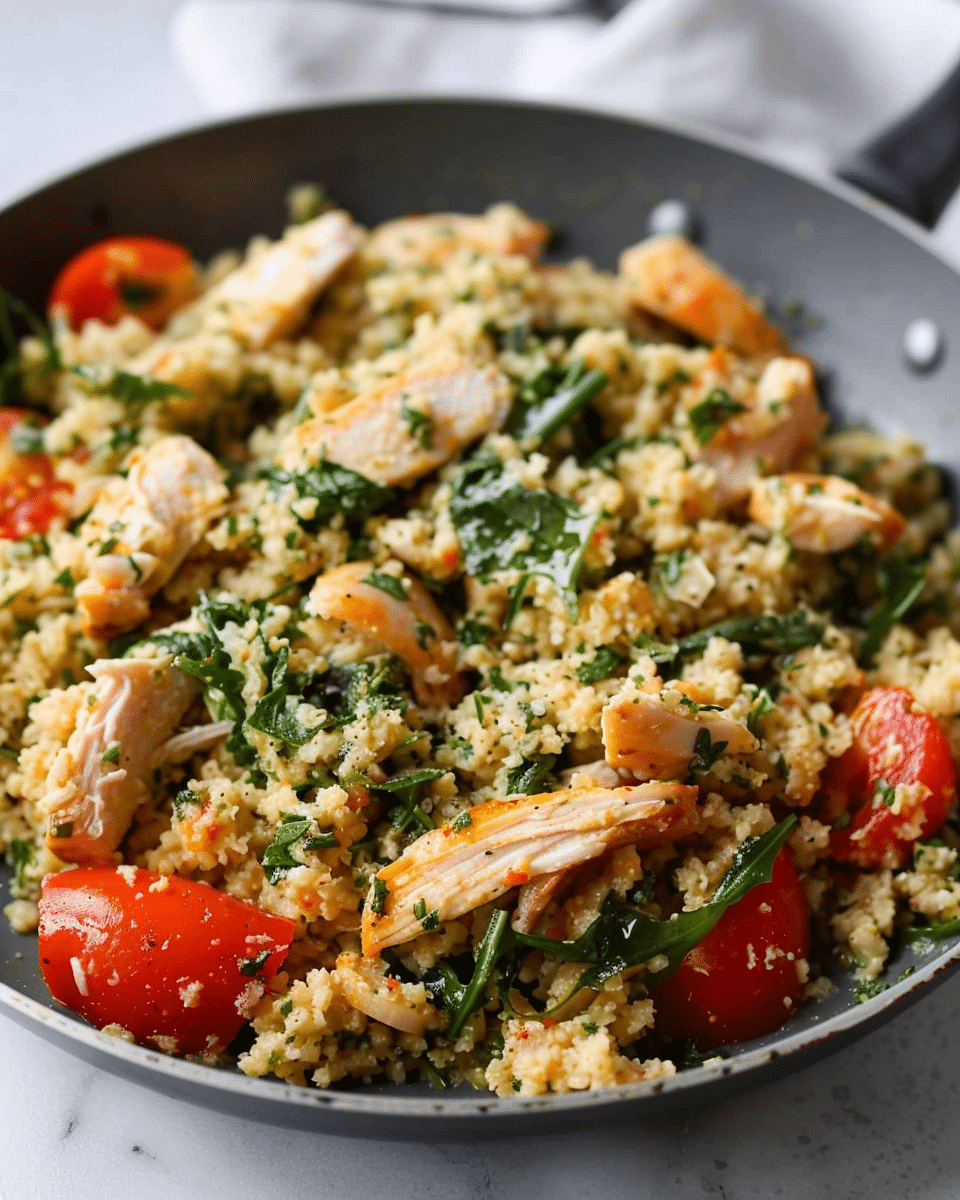 15-Minute Pesto Chicken Cauliflower Rice Recipe