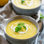 Chilled Pineapple Soup with Cotija Cheese and Basil