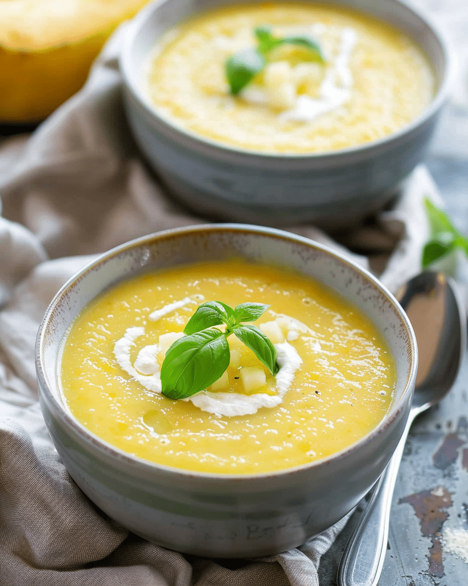 Chilled Pineapple Soup with Cotija Cheese and Basil