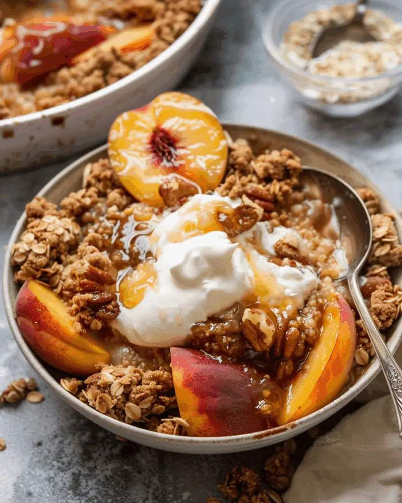 Bourbon Pecan Peach Crisp
