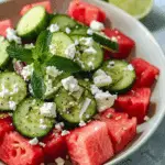 SIMPLE Watermelon + Cucumber + Feta Salad