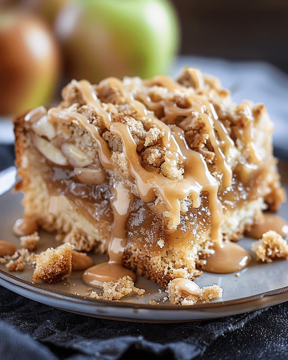 Apple Crumb Cake with Cinnamon Apple Drizzle
