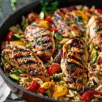 Easy Balsamic Chicken & Veggie Orzo