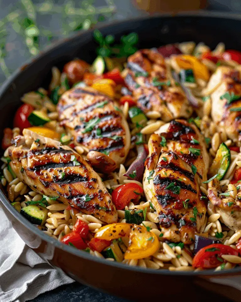 Easy Balsamic Chicken & Veggie Orzo