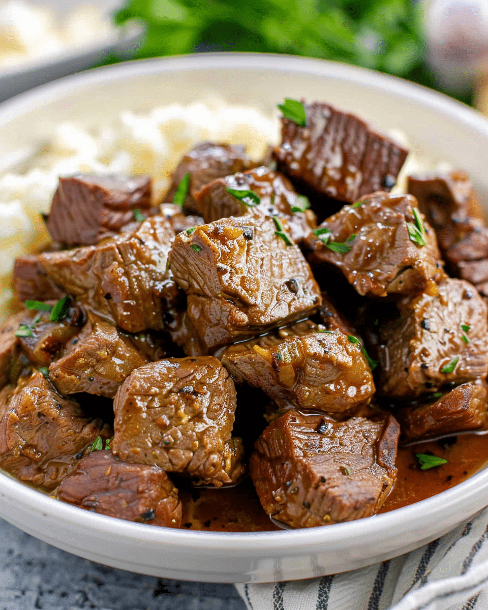 Slow Cooker Garlic Butter Steak Bites