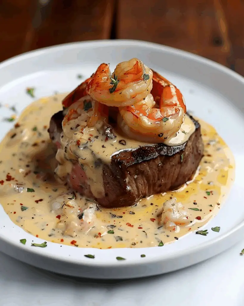 Filet Mignon with Shrimp and Lobster Cream Sauce