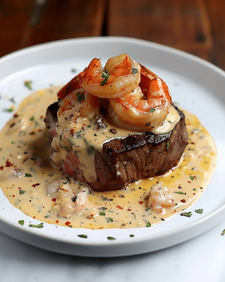 Filet Mignon with Shrimp and Lobster Cream Sauce
