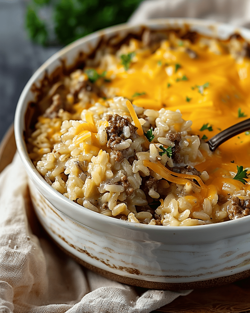 Cheesy Hamburger Rice Casserole