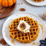 Pumpkin Spice Protein Waffles with Maple Butter