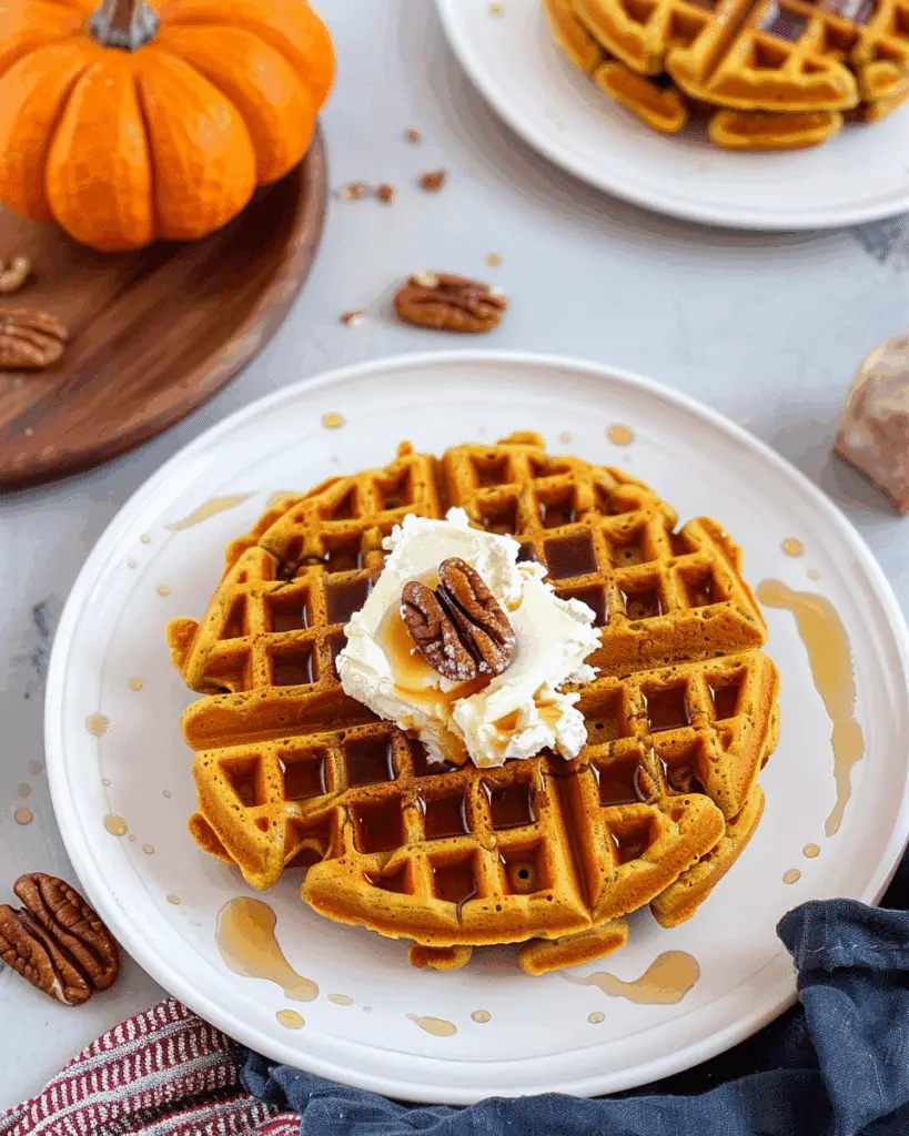 Pumpkin Spice Protein Waffles with Maple Butter
