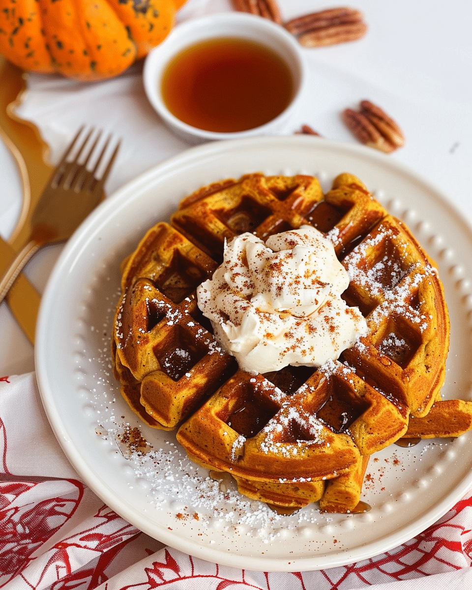 Pumpkin Spice Protein Waffles with Maple Butter