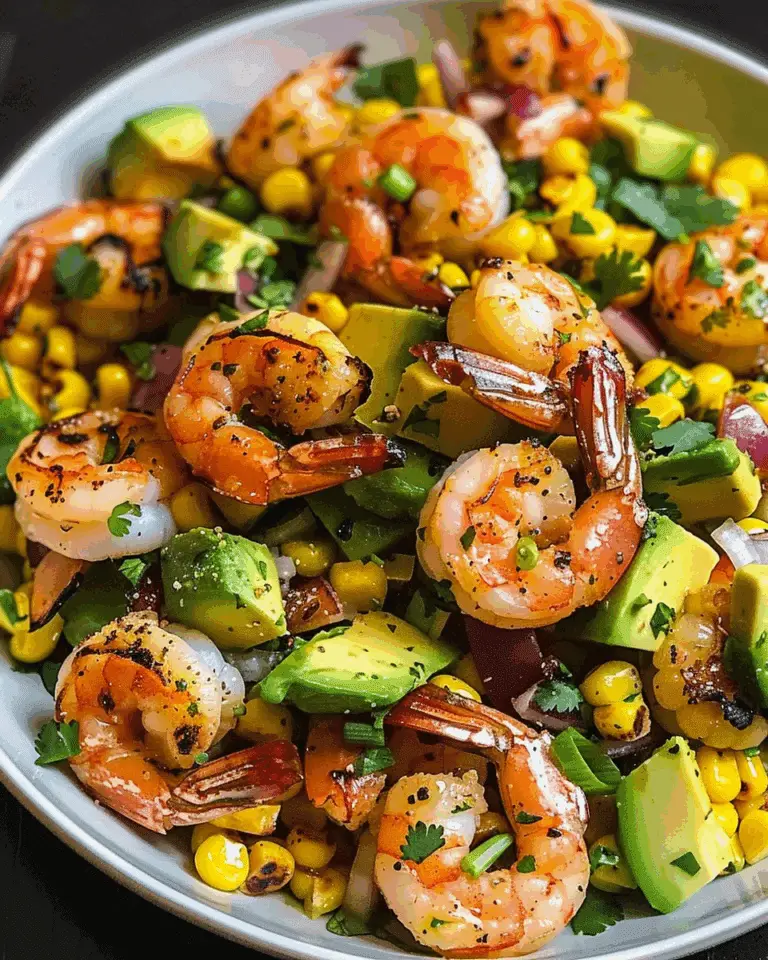 Avocado Corn Salad with Grilled Shrimp