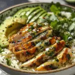 Creamy Avocado Chicken Rice Bowl