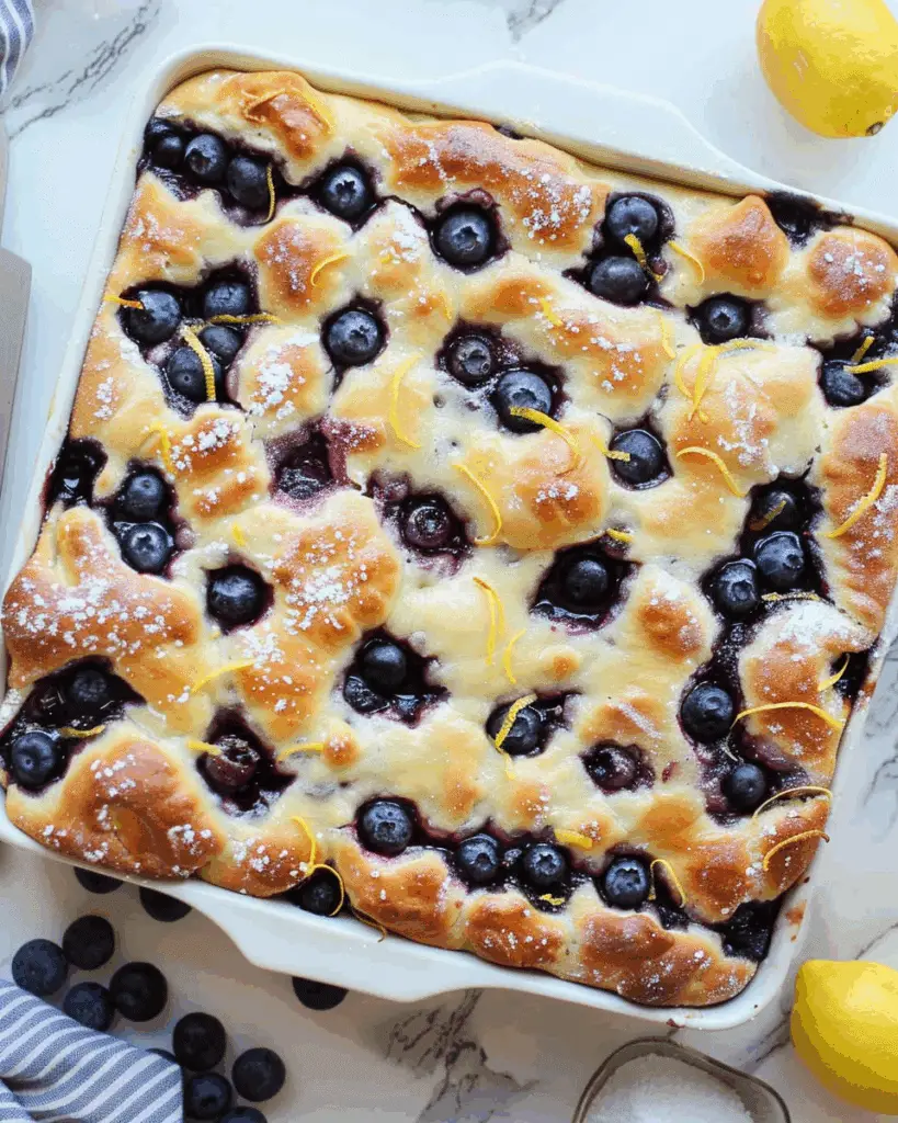Easy Sourdough Blueberry Lemon Focaccia Bread