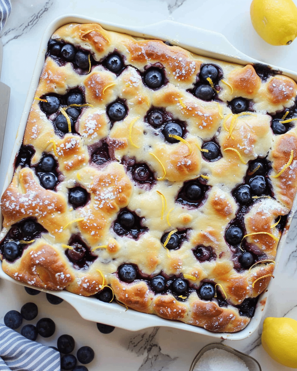 Easy Sourdough Blueberry Lemon Focaccia Bread