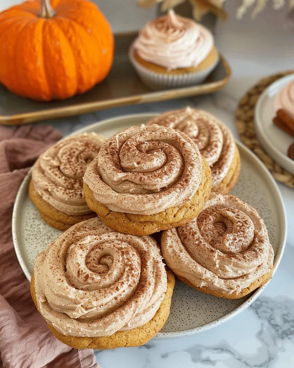 Soft Pumpkin Cookies with Cinnamon Frosting