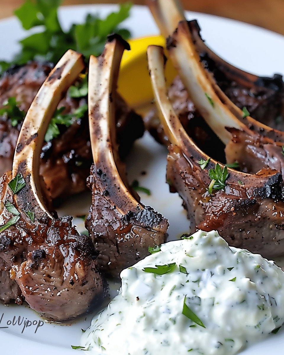 Grilled Lamb Lollipops with Tzatziki Sauce