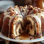 Pecan Caramel Cinnamon Roll Cream Cheese Pound Cake