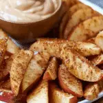 Air Fried Apple Wedges with Caramel Whipped Cream Dipping Sauce