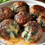 Spinach Garlic Mozzarella Meatballs