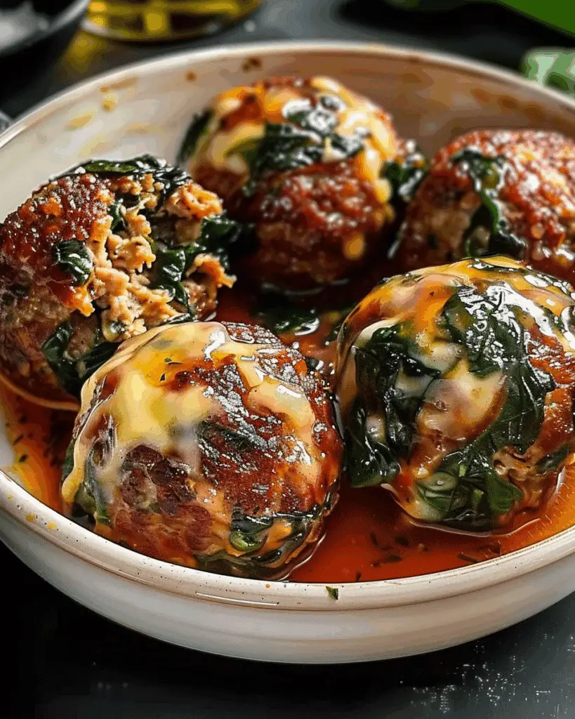 Spinach Garlic Mozzarella Meatballs