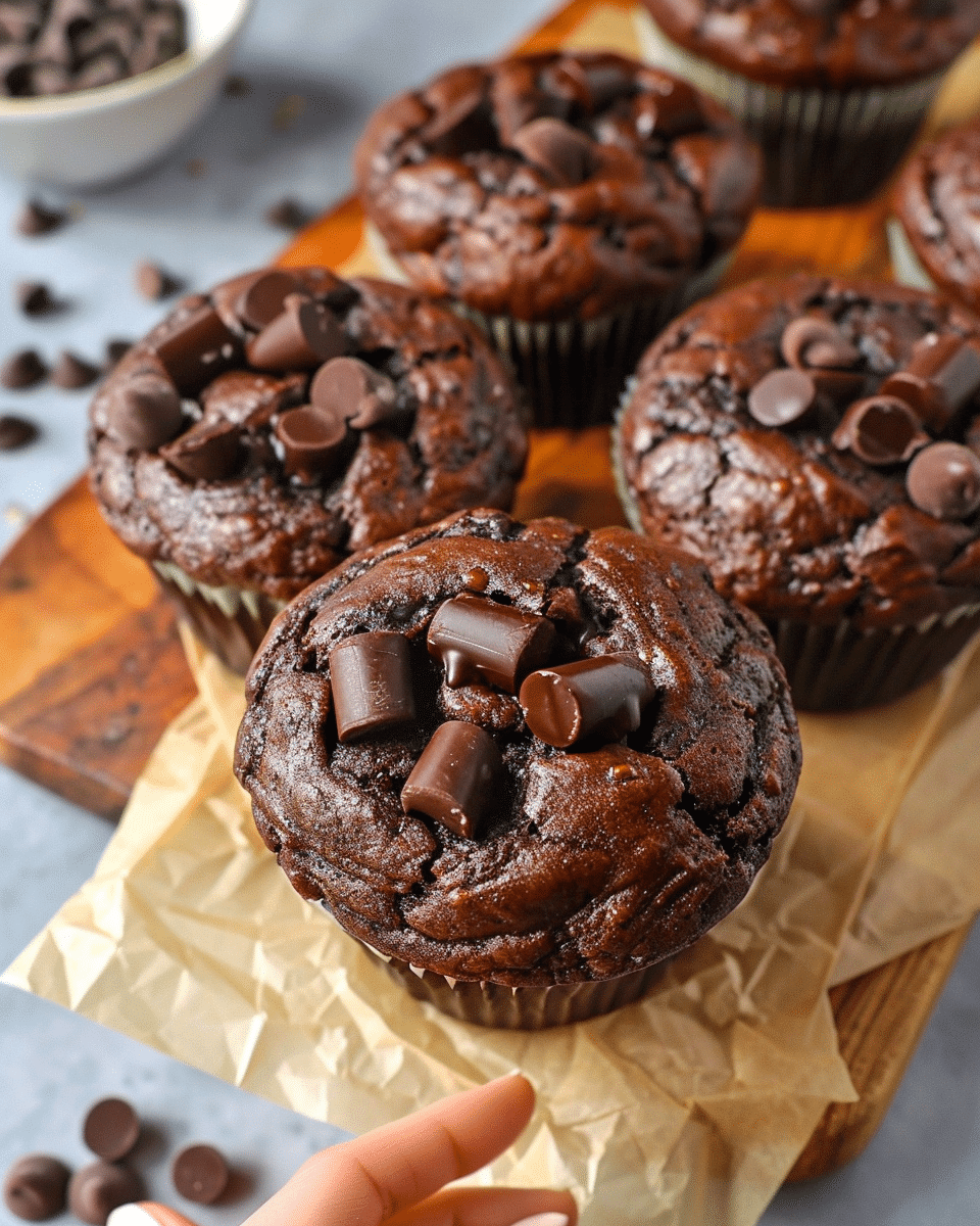 Healthy Double Chocolate Zucchini Muffins