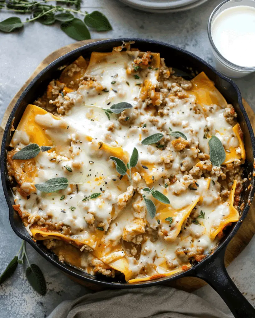 Turkey Butternut Squash Skillet Lasagna (No Tomatoes)