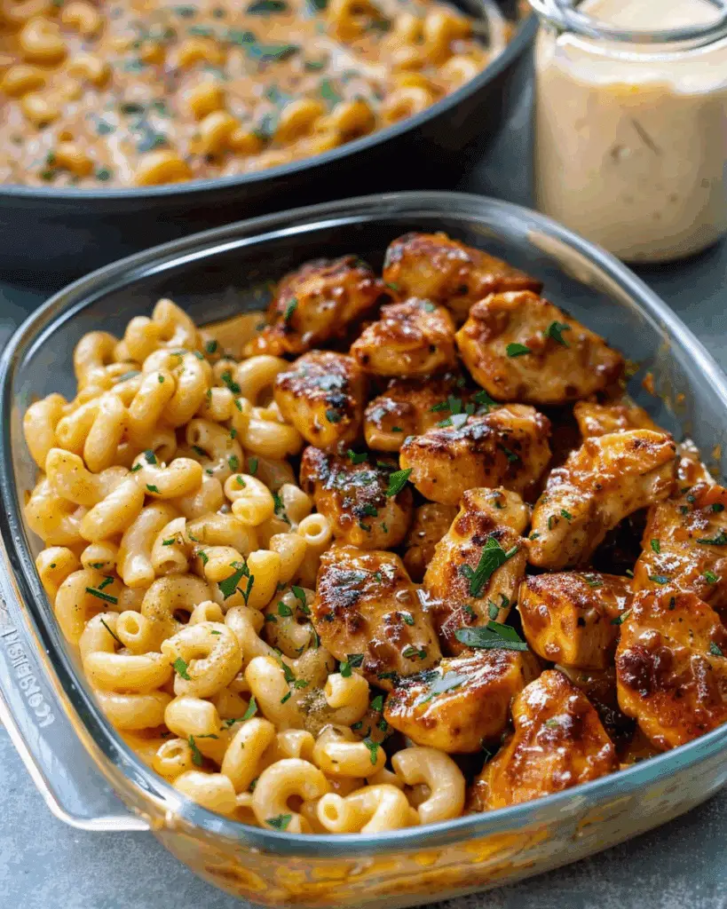 High-Protein Honey Garlic Butter Chicken with Mac & Cheese
