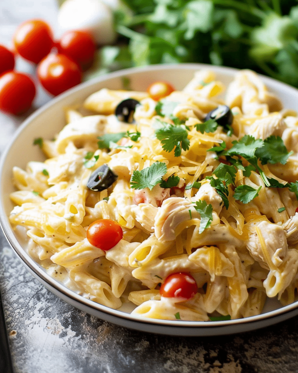 White Chicken Enchilada Pasta