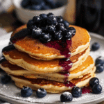 Fluffy Ricotta Pancakes with Salted Blueberry Butter