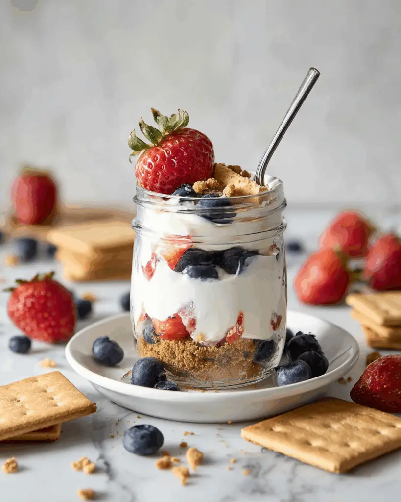 No-Bake Cheesecake Jars with Yogurt and Fresh Berries Recipe