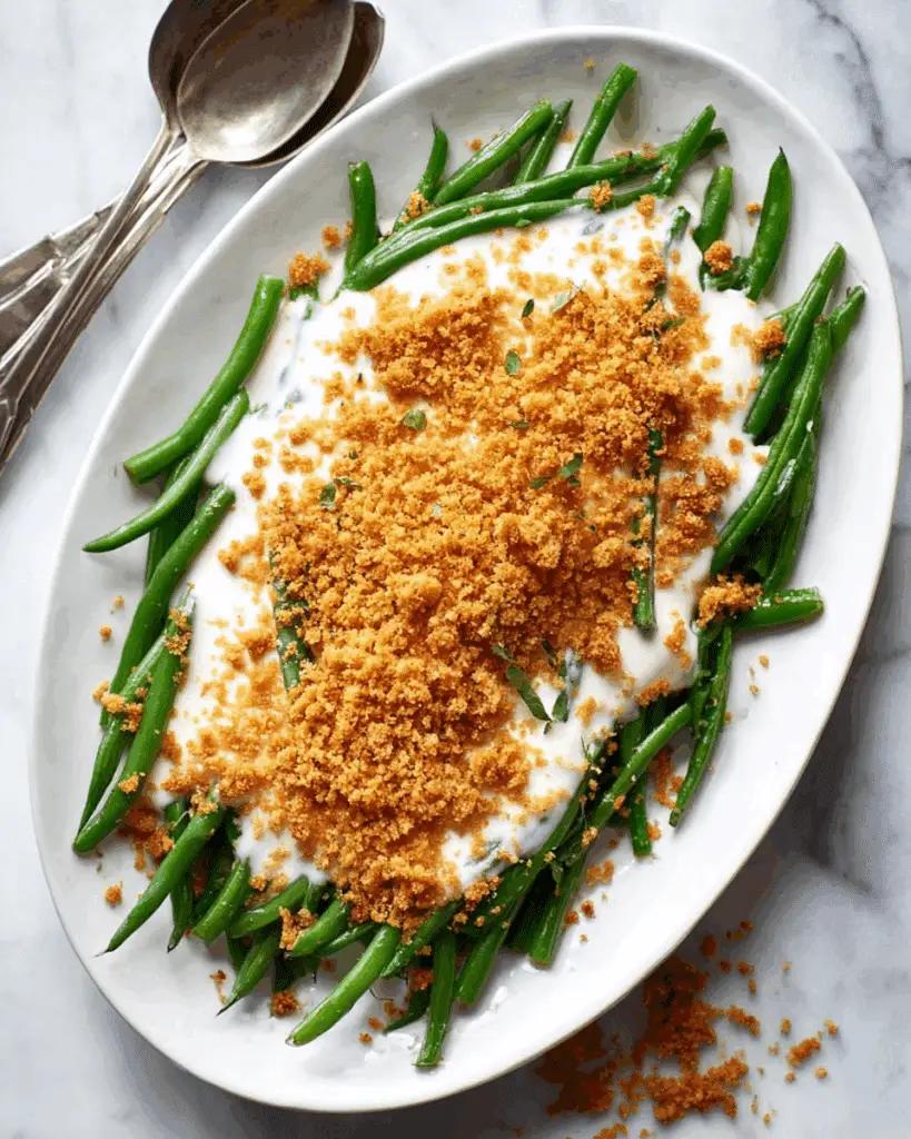 Green Beans with a Mountain of Panko and Tahini Yogurt Sauce Recipe