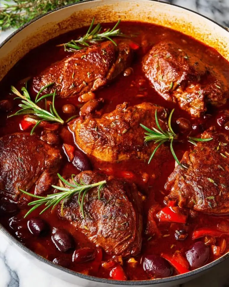 Chicken Cacciatore: Comforting Hunter’s Stew with Tomato, Herbs, Mushrooms, and Kalamata Olives Recipe