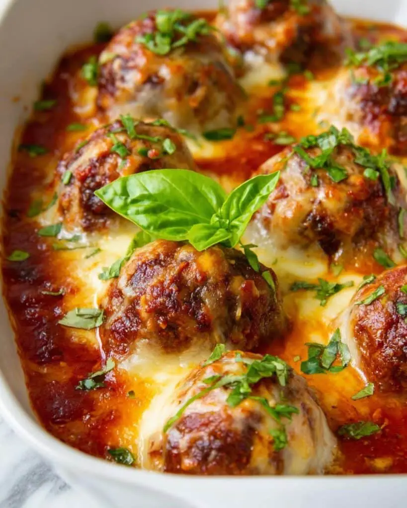 Cheesy Baked Meatballs with Marinara Sauce Recipe