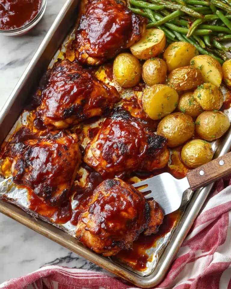 Sheet Pan BBQ Chicken, Potatoes, and Green Beans Recipe