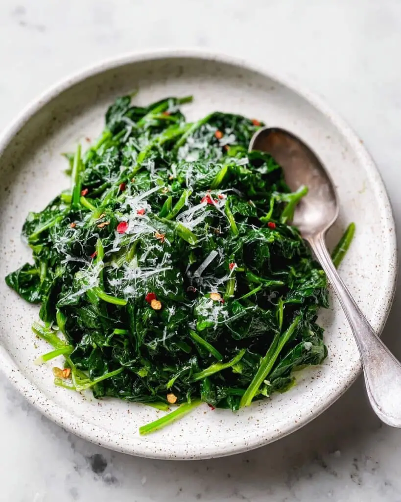 Garlic Parmesan Sautéed Spinach Recipe