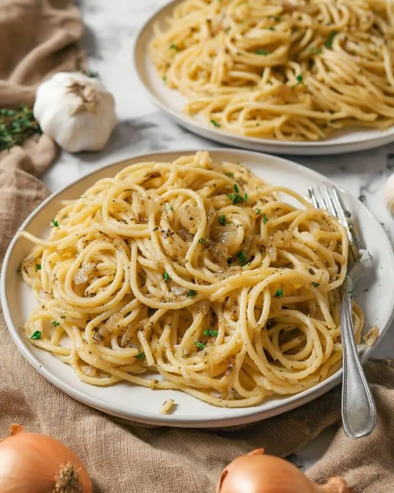 Vegan Caramelized Onion & Roasted Garlic Pasta Recipe
