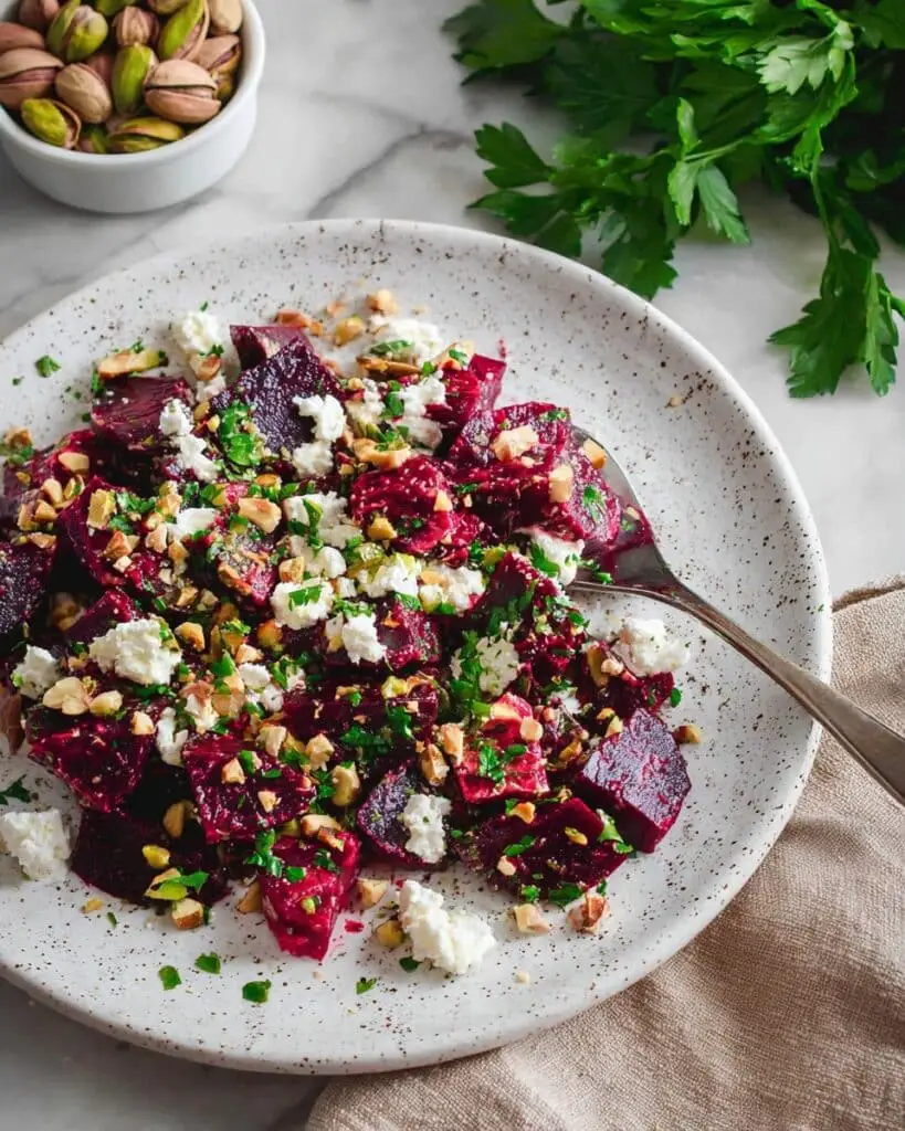 Beet Salad with Feta, Pistachios, and Fresh Herbs Recipe