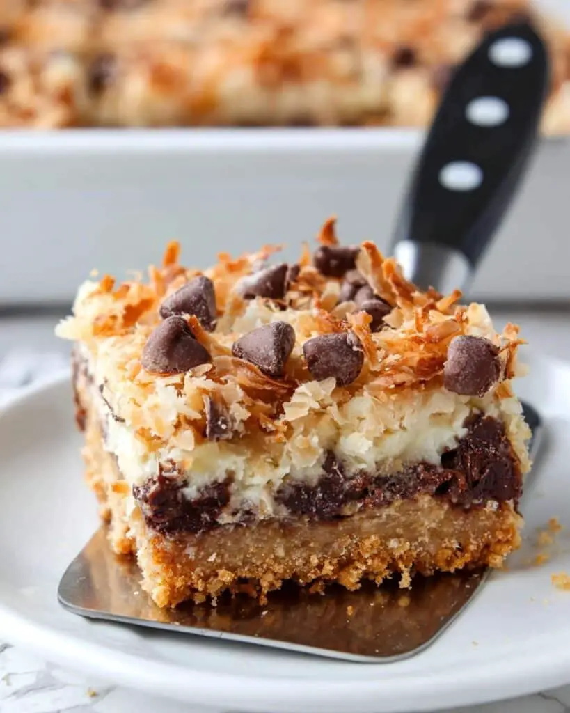Chocolate Coconut Bars with a Graham Cracker Crust and Gooey Chocolate Center Recipe