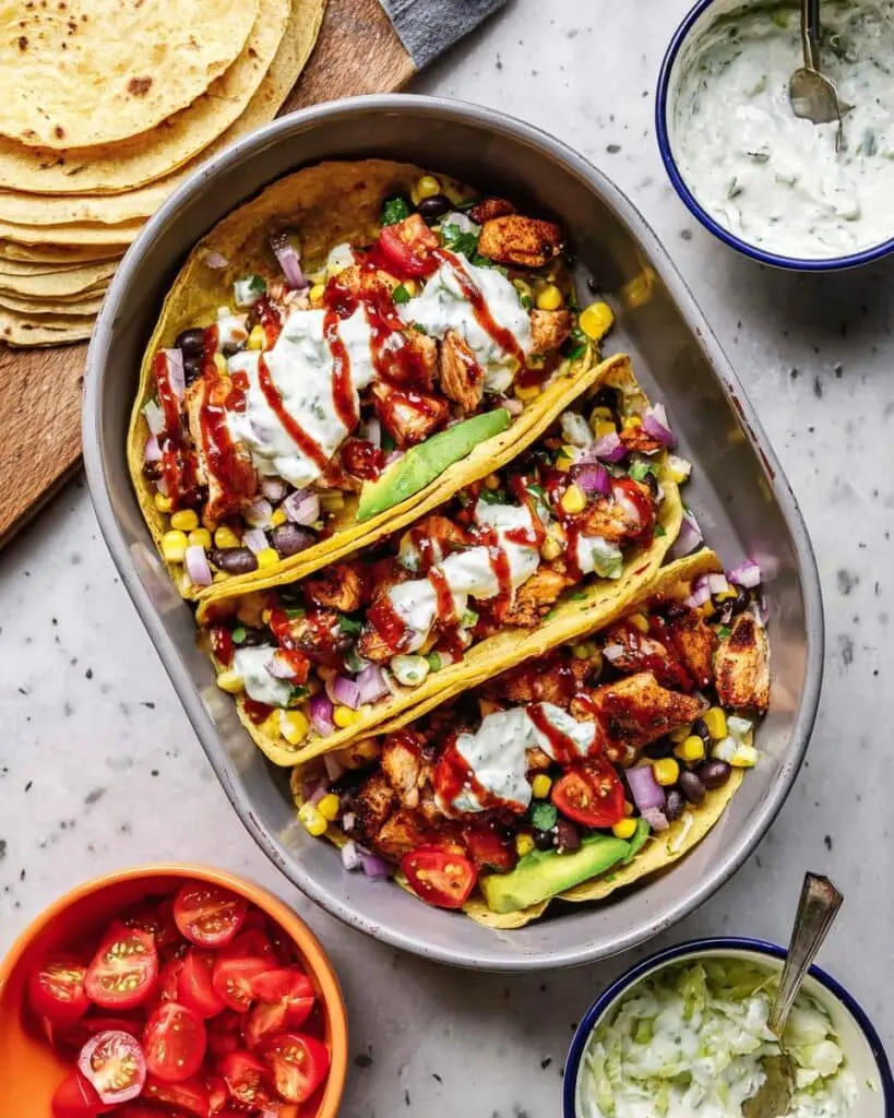 BBQ Chicken Tacos with Cilantro Lime Sauce Recipe